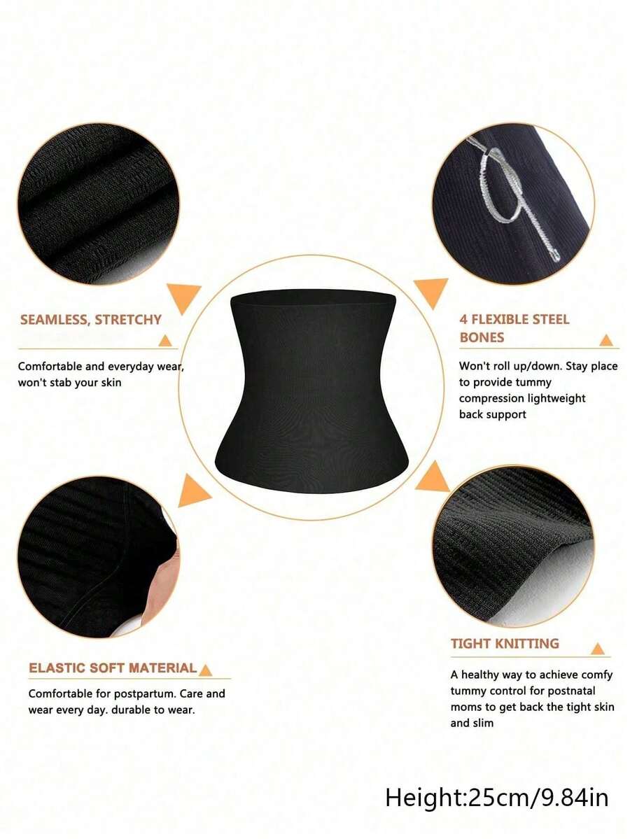 Black women's seamless waist cincher belt for waist support and daily wear.