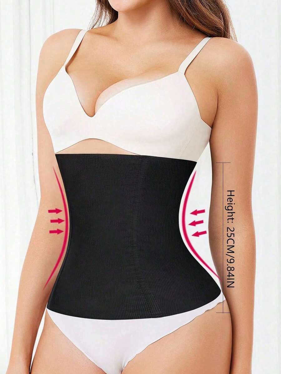 Black women's seamless waist cincher belt for waist support and daily wear.