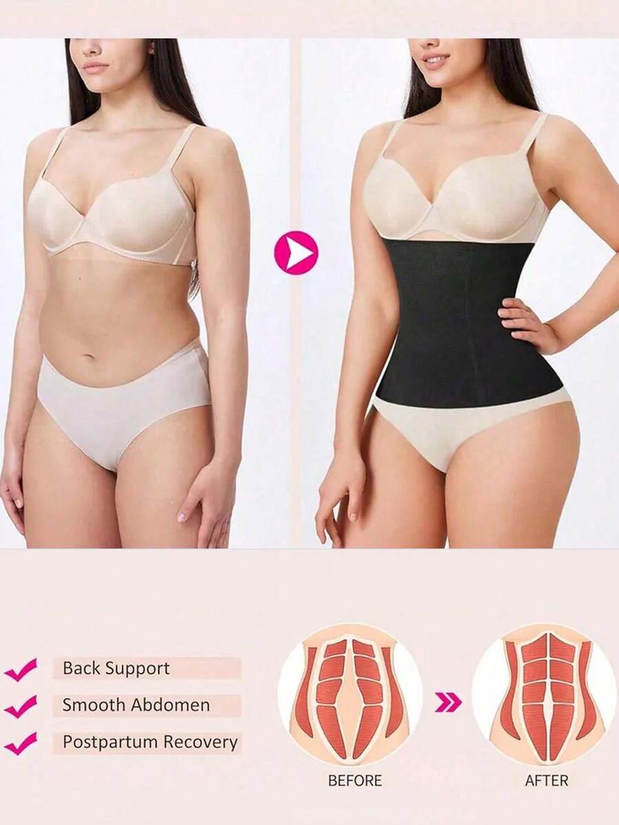 Black women's seamless waist cincher belt for waist support and daily wear.