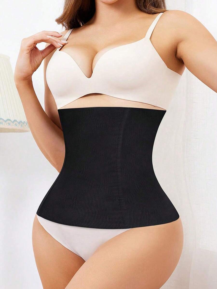 Black women's seamless waist cincher belt for waist support and daily wear.