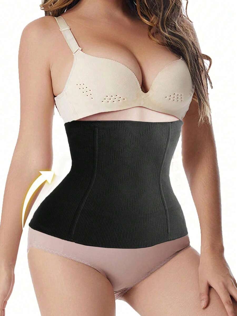 Black women's seamless waist cincher belt for waist support and daily wear.