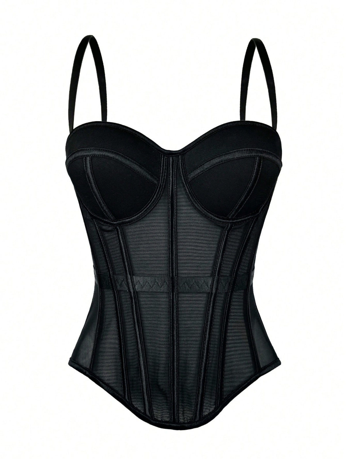 Women's brown backless corset camisole top featuring spaghetti straps, boned structure, and slim fit silhouette.