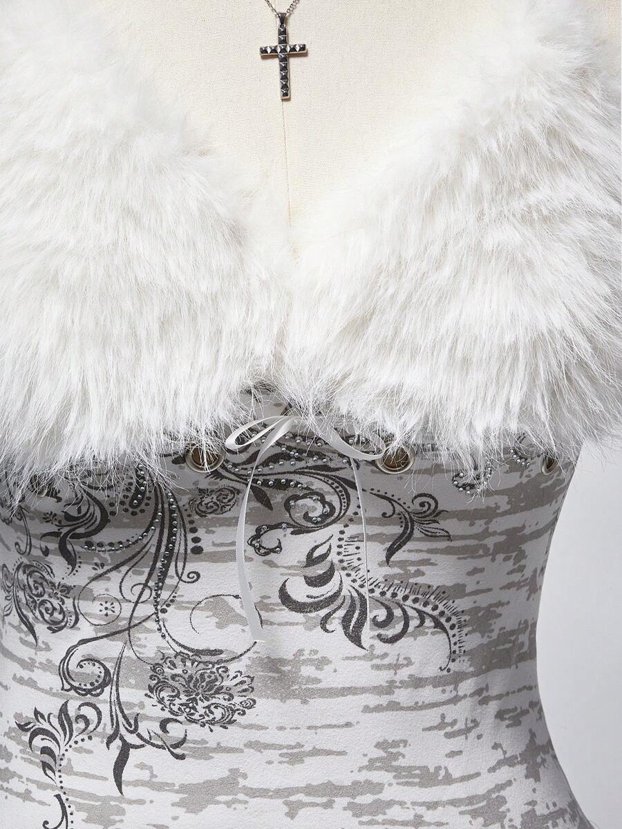 White halter crop top for women featuring contrast lace trim and separate matching arm sleeves
