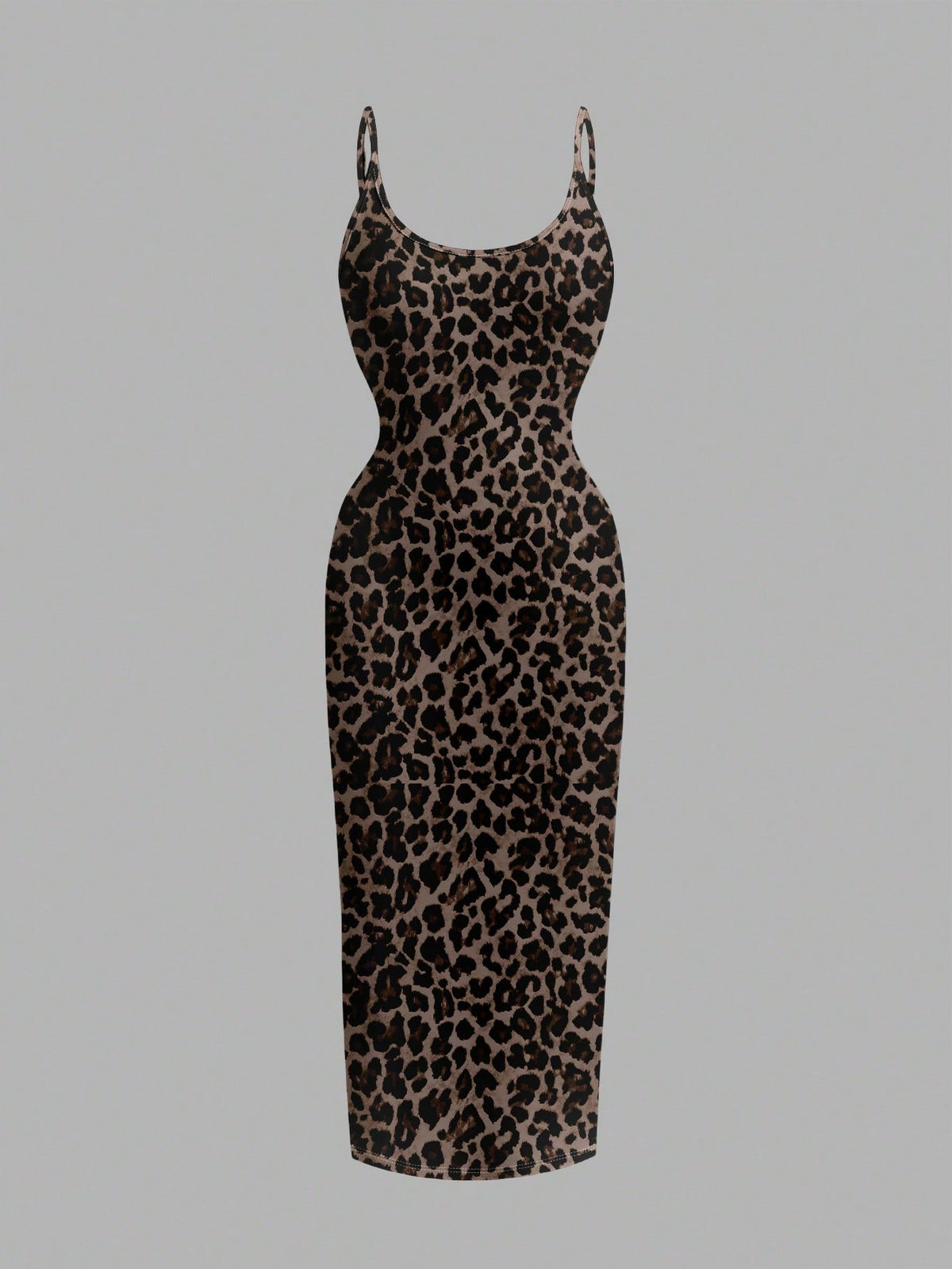 Women's minimalist floral daisy print bodycon cami dress with spaghetti straps, backless cut, high waist, and split thigh slit.