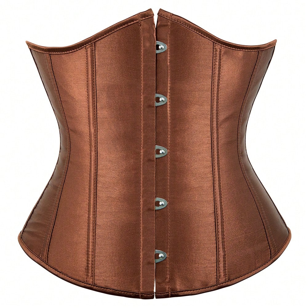 Vintage lace-up waist trainer corset with grommet eyelet details and plant pattern, designed for Halloween styling.