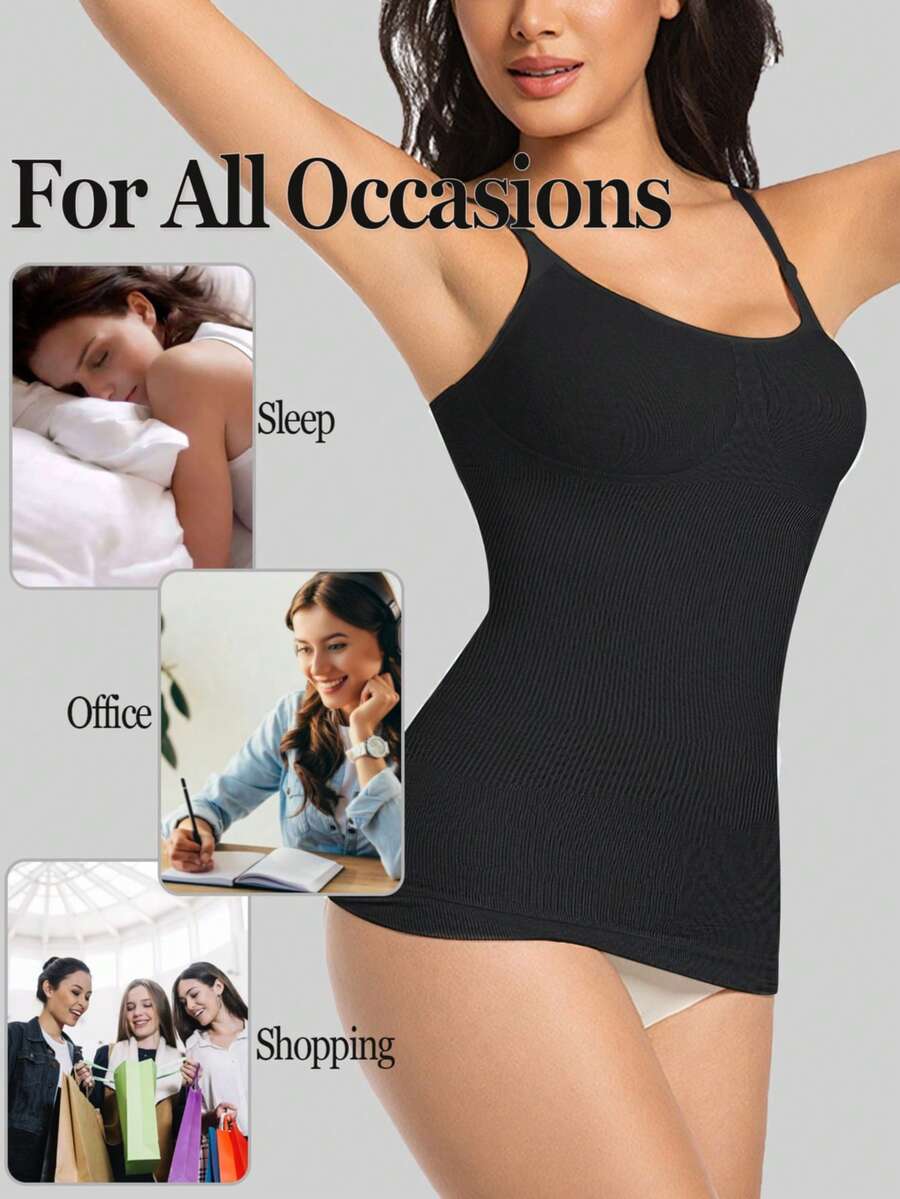 Women's white seamless shapewear crop top featuring adjustable straps and tummy control body shaping design.