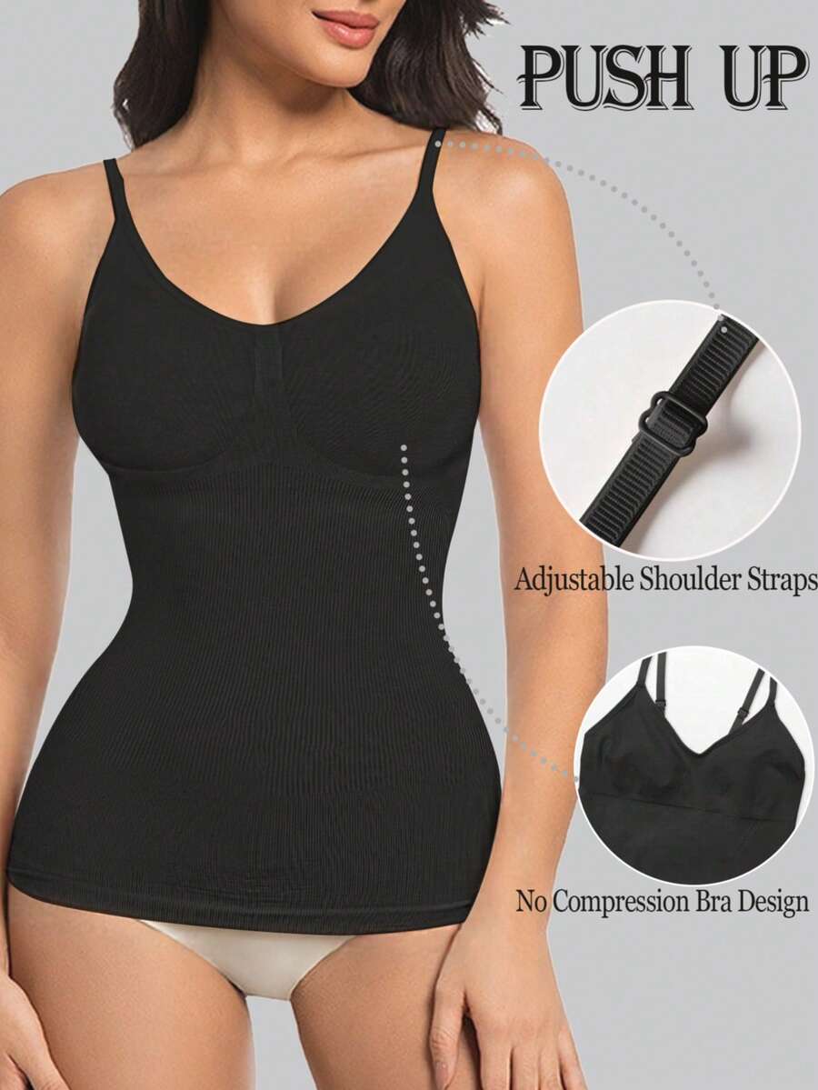 Women's white seamless shapewear crop top featuring adjustable straps and tummy control body shaping design.