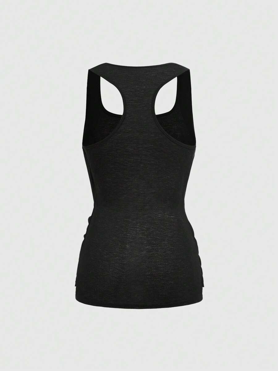 Black draped rhinestone tank top with square neck and ruched detailing on slim fit knitted camisole for women