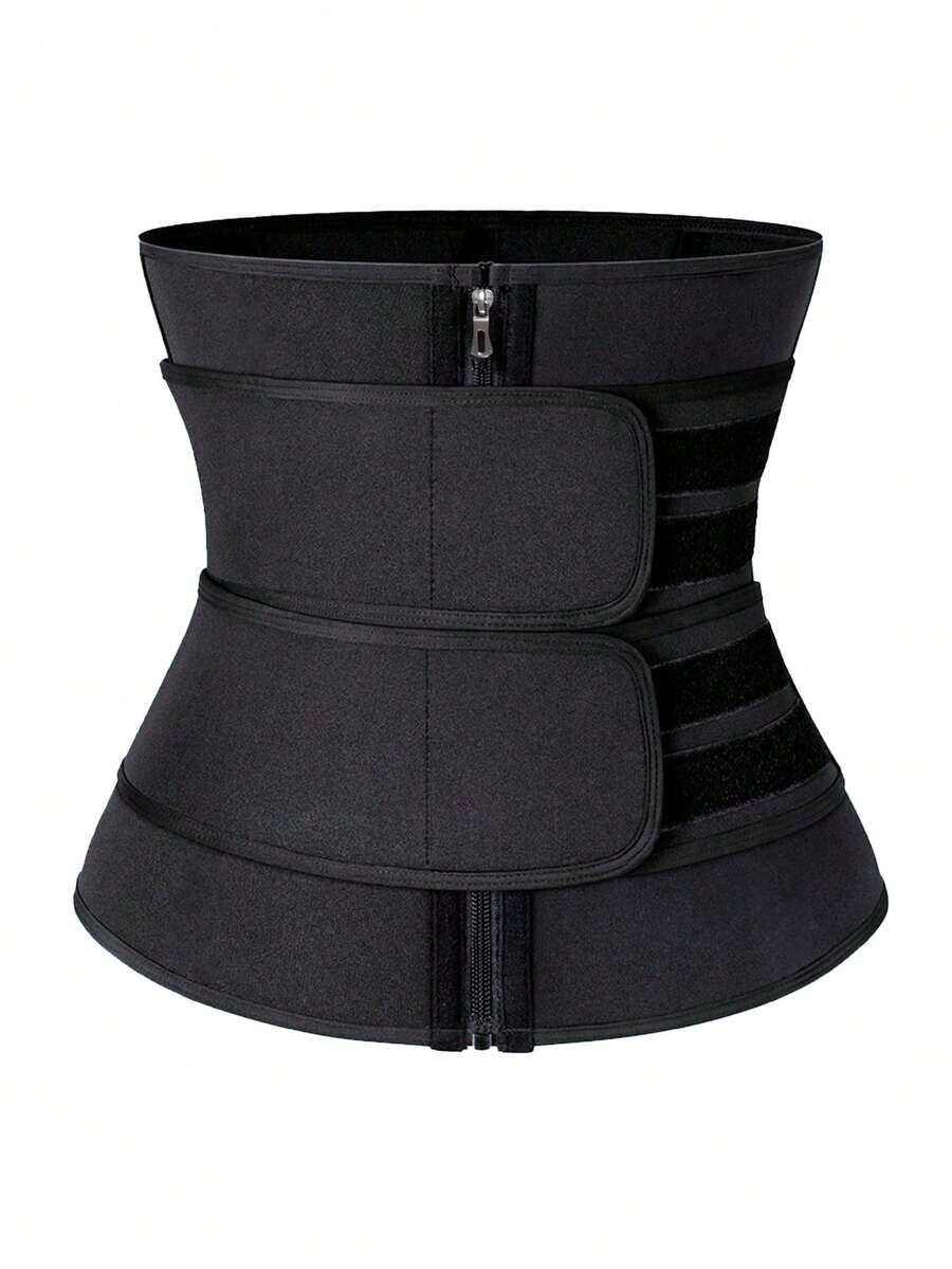 Black neoprene women's sports waist trainer belt for fitness training and abdominal compression