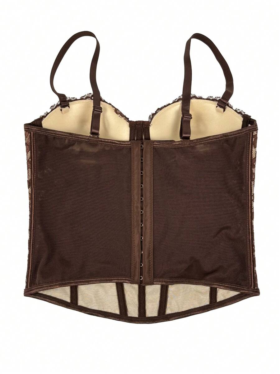 Black women's shaping cami with contrast lace, spaghetti straps, asymmetrical hem, lined body, and slim fit for casual and night-out styling.