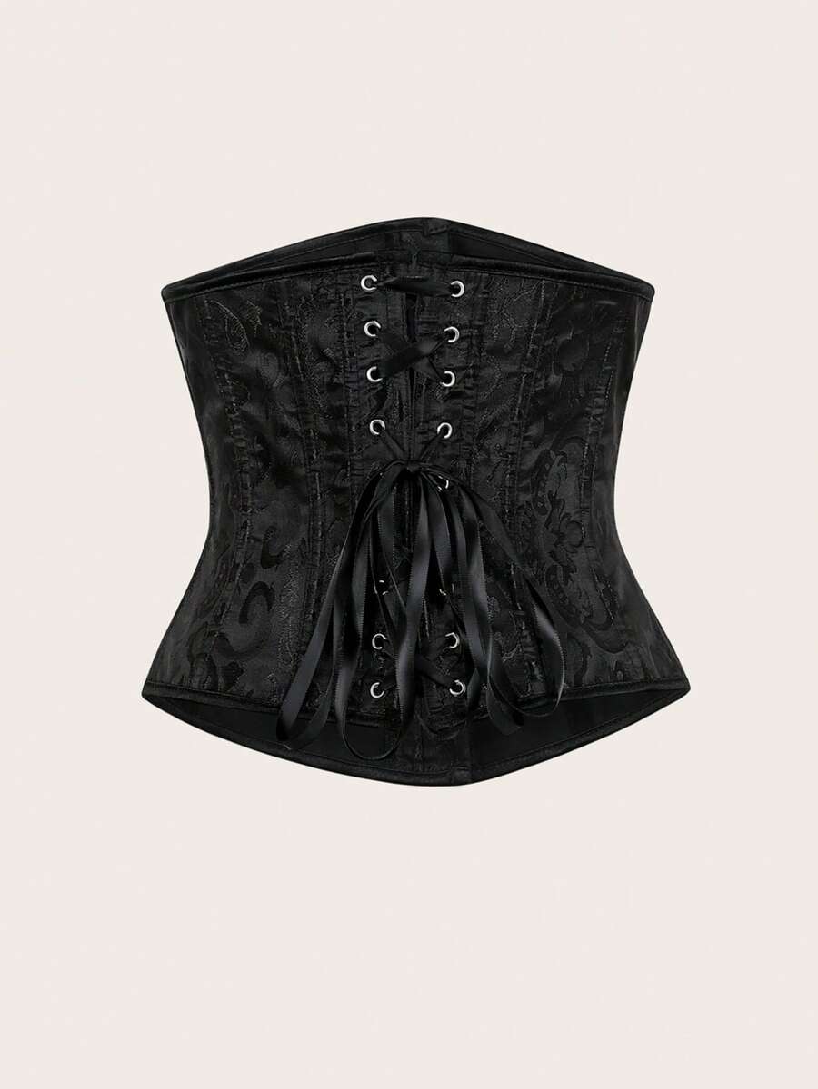 Women’s lace-up waist cincher shapewear with strong compression and non-stretch fabric, designed for waist support and shaping.