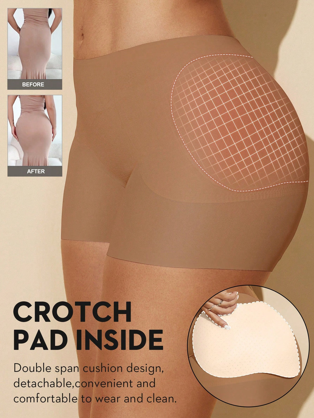 Women's black seamless waist trainer shorts featuring tummy control and butt lifting pads
