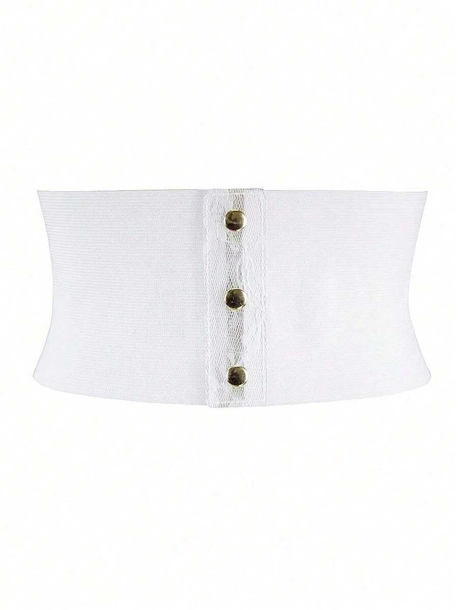 Black lace-up waist cincher with grommet eyelets, baroque pattern, medium stretch, and wide belt design for women.