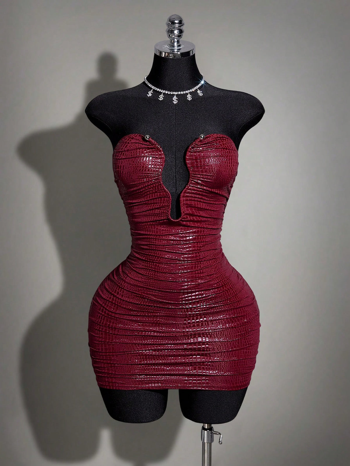 Women's apricot sequin strapless mini bodycon dress featuring cup detail and separate arm sleeves.