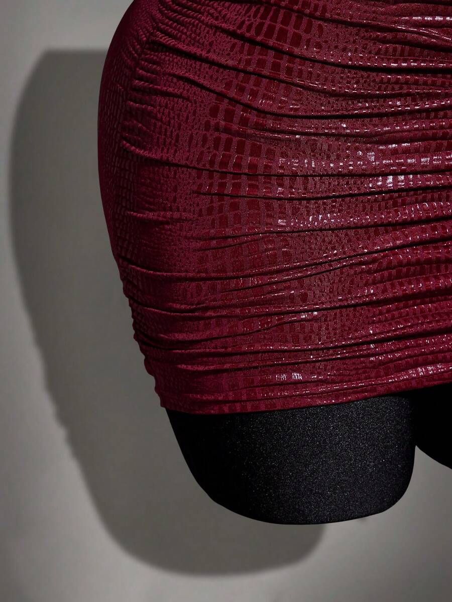 Women's apricot sequin strapless mini bodycon dress featuring cup detail and separate arm sleeves.