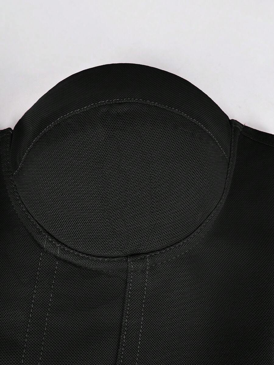 Black strapless corset top with boning, lace-up back, and a cropped slim-fit silhouette for women.