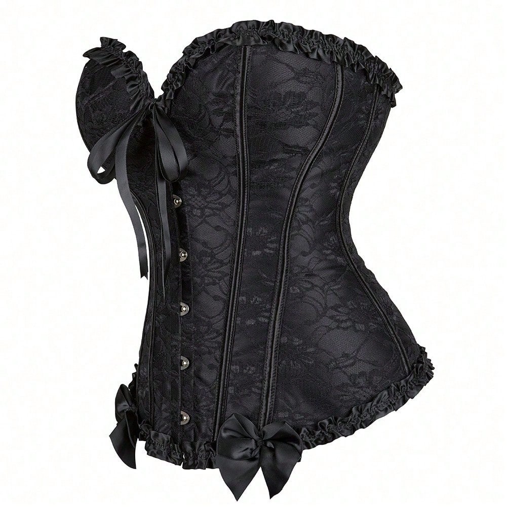 Sleeveless Victorian-inspired corset top for women featuring a romantic vintage design with tie-back detail and waist-defining fit.