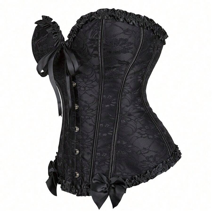 Sleeveless Victorian-inspired corset top for women featuring a romantic vintage design with tie-back detail and waist-defining fit.