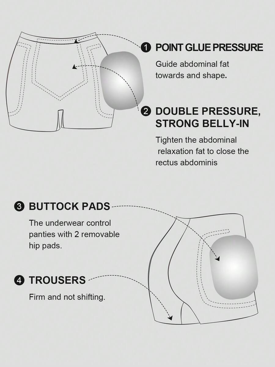 Women's black seamless waist trainer shorts featuring tummy control and butt lifting pads