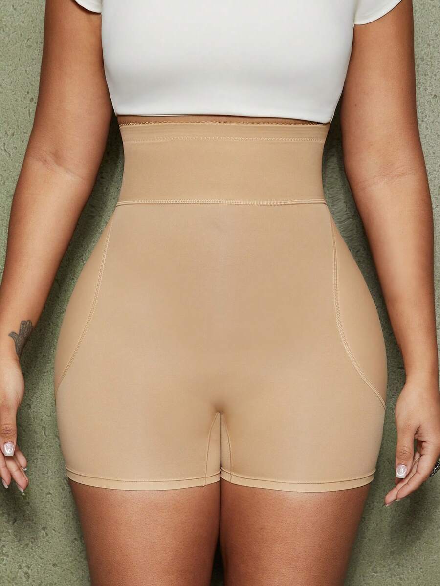 Women's high waist butt lifter shapewear shorts with foam hip pads for tummy and waist shaping.