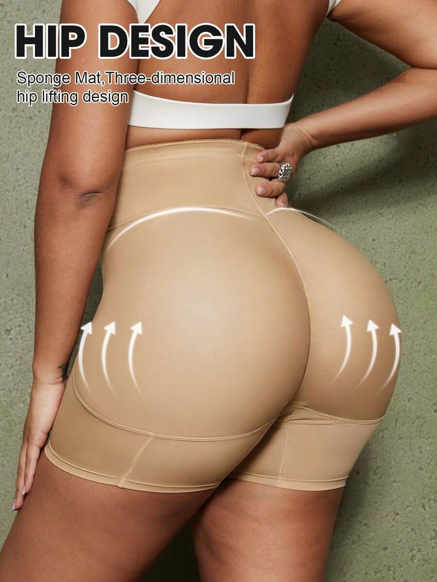 Women's high waist butt lifter shapewear shorts with foam hip pads for tummy and waist shaping.
