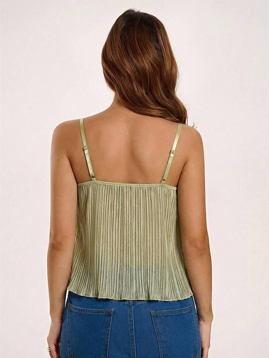 Black slim fit lace camisole corset top featuring lettuce trim flared hem, spaghetti straps, and unlined cup details.