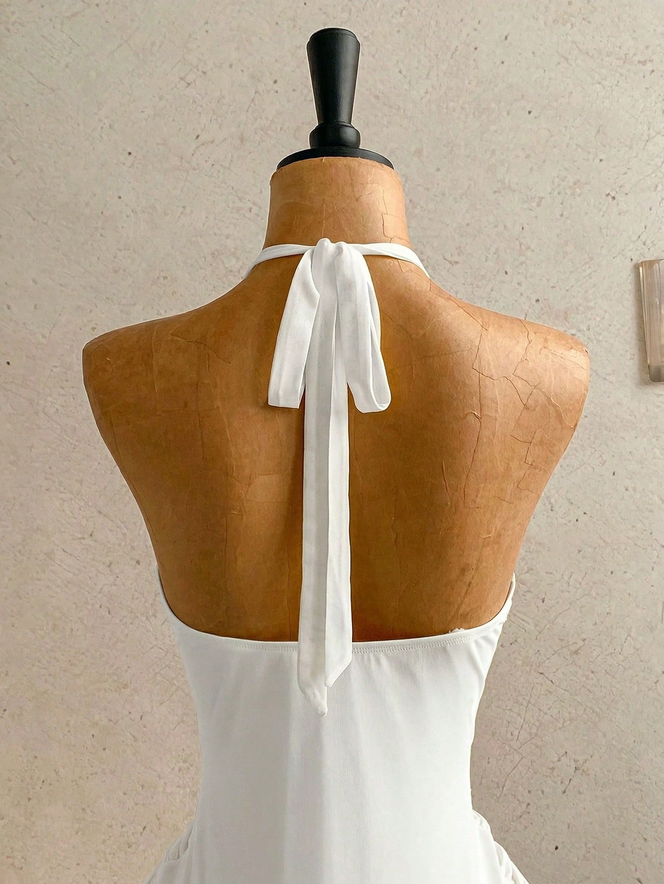 Women's Pale Yellow Halter Mini Dress,Deep V-Neck Ruched Bow Tie Summer Casual Sundress,Perfect For Holiday,Vacation,Beach,Party & Music Festival