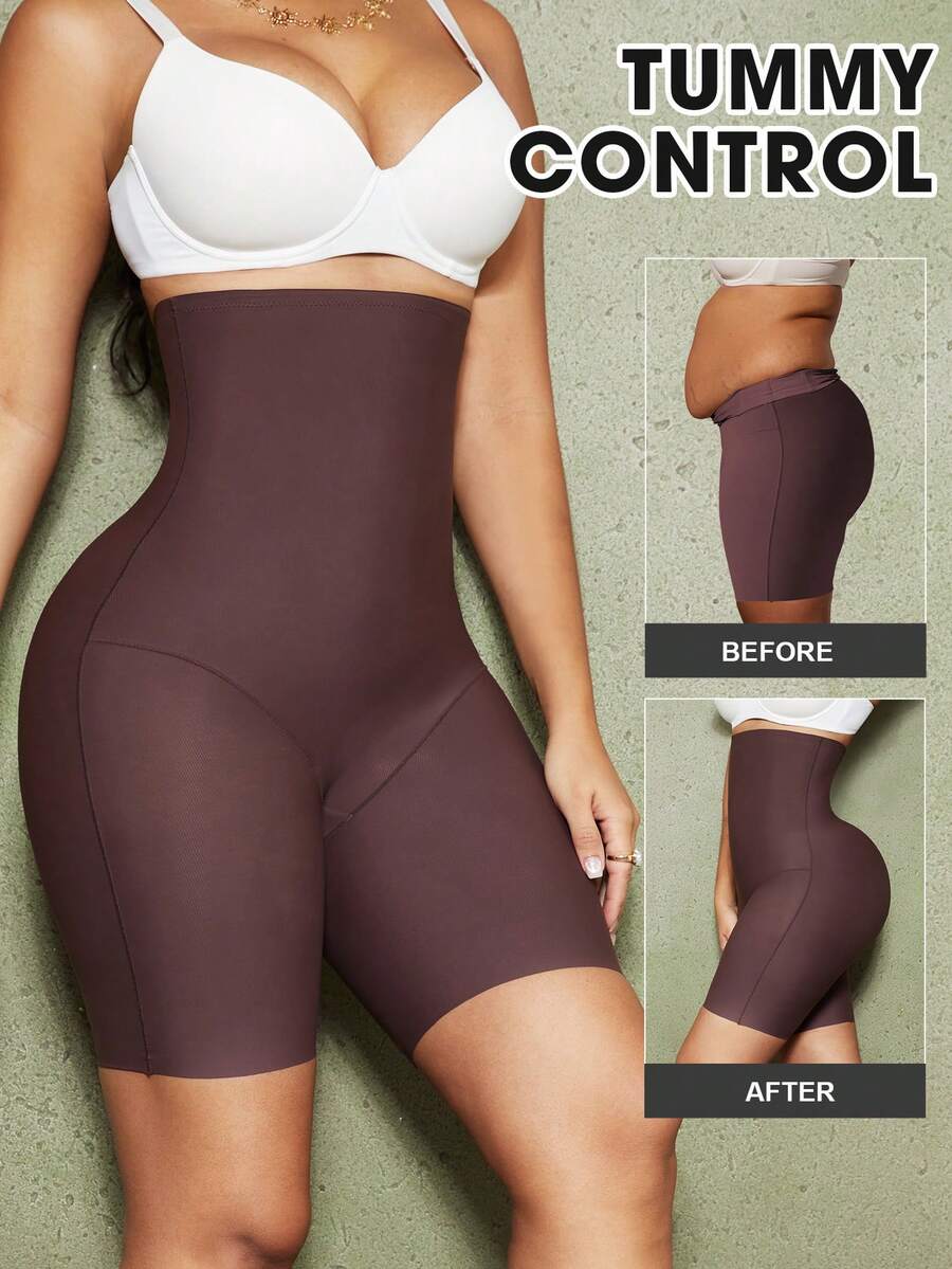 Women's high waist seamless shapewear shorts featuring strong tummy control and high stretch compression.