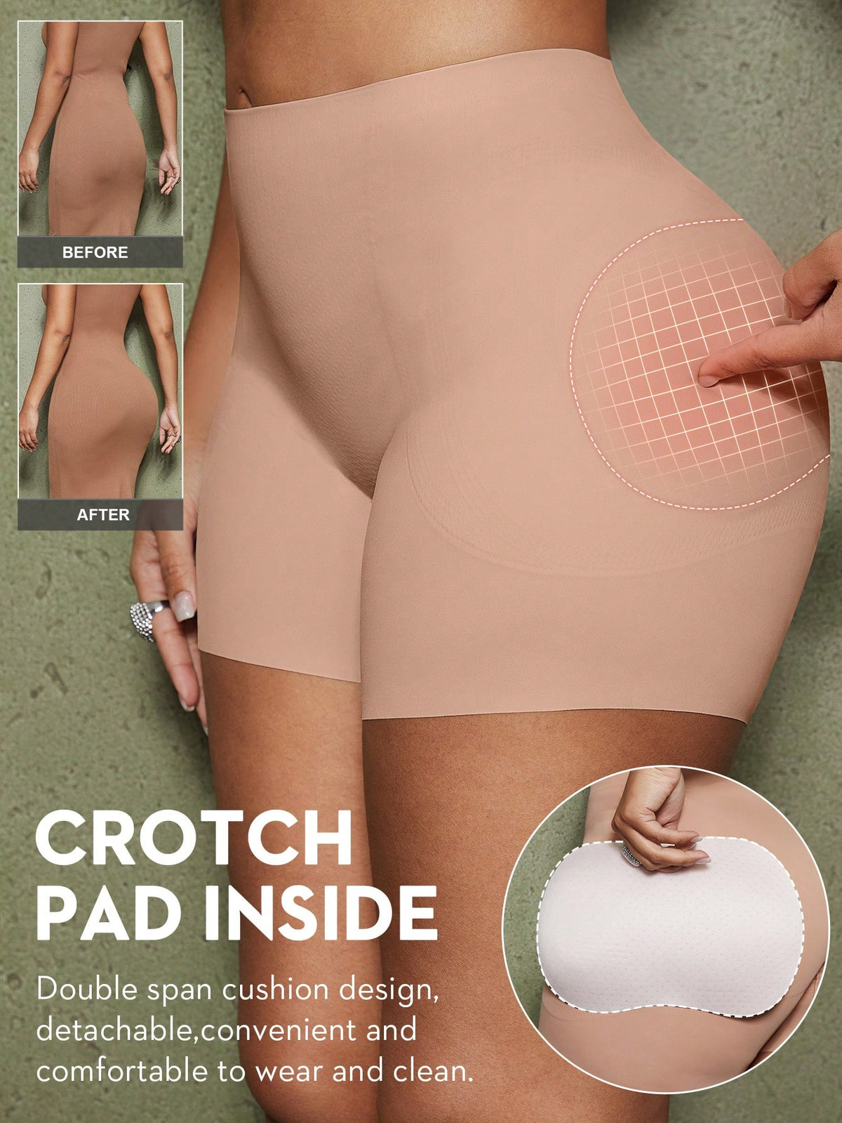 Women's black seamless waist trainer shorts featuring tummy control and butt lifting pads