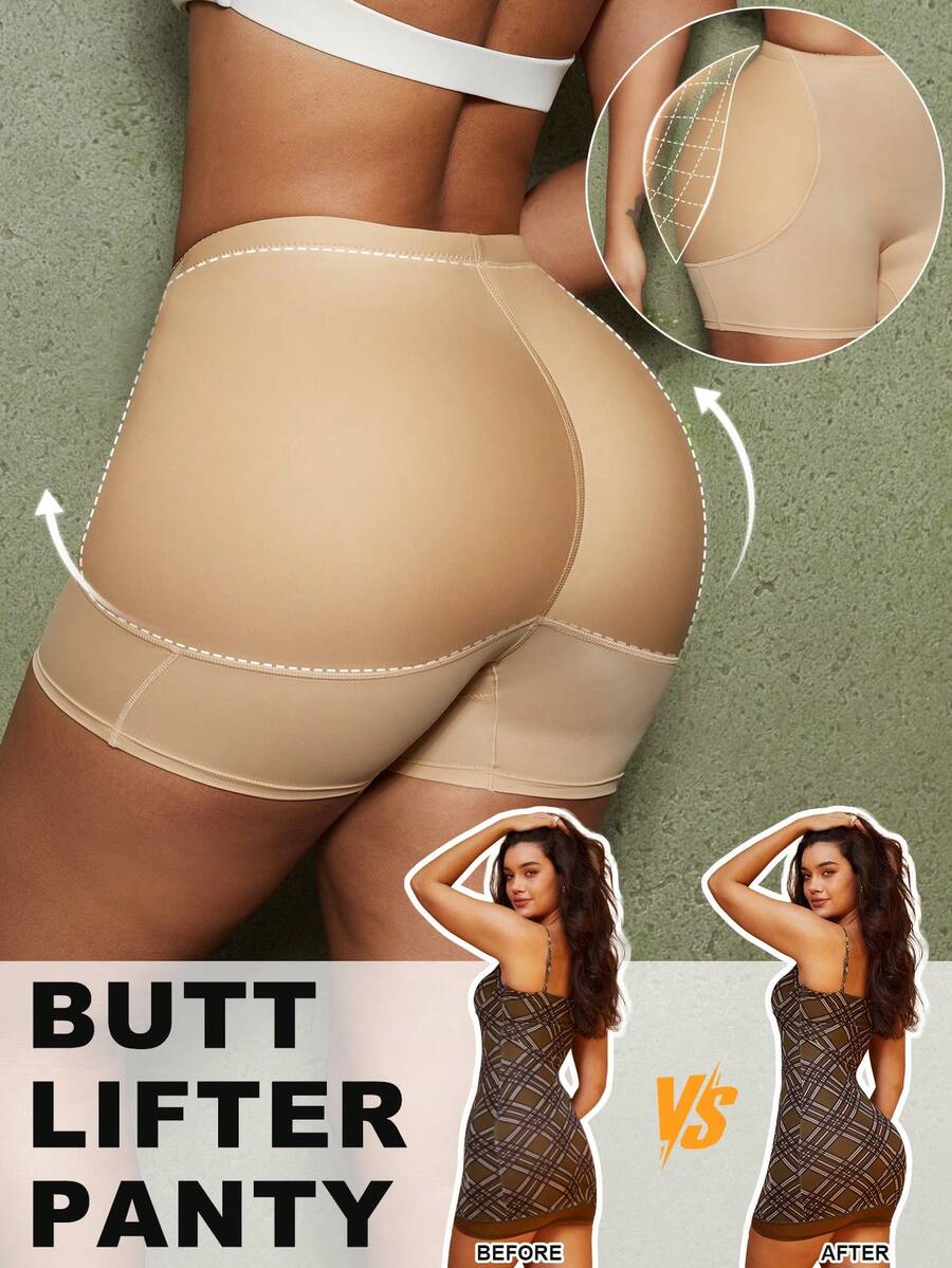Women's waist cincher shapewear bottom featuring tummy control and padded hips.