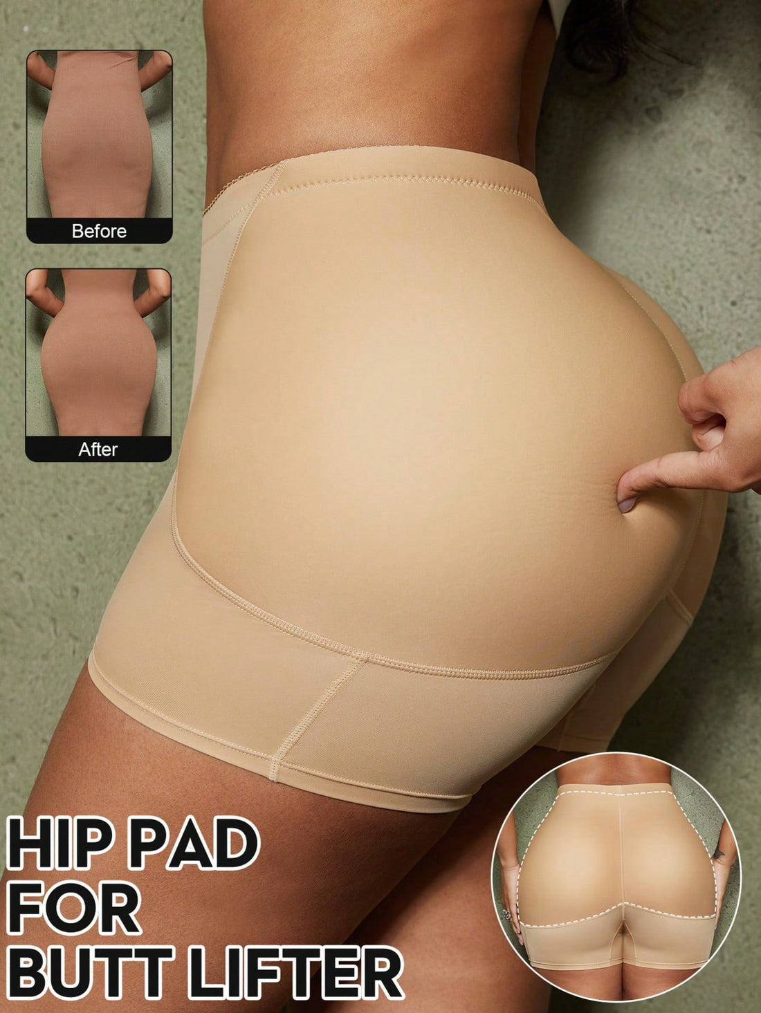 Women's waist cincher shapewear bottom featuring tummy control and padded hips.