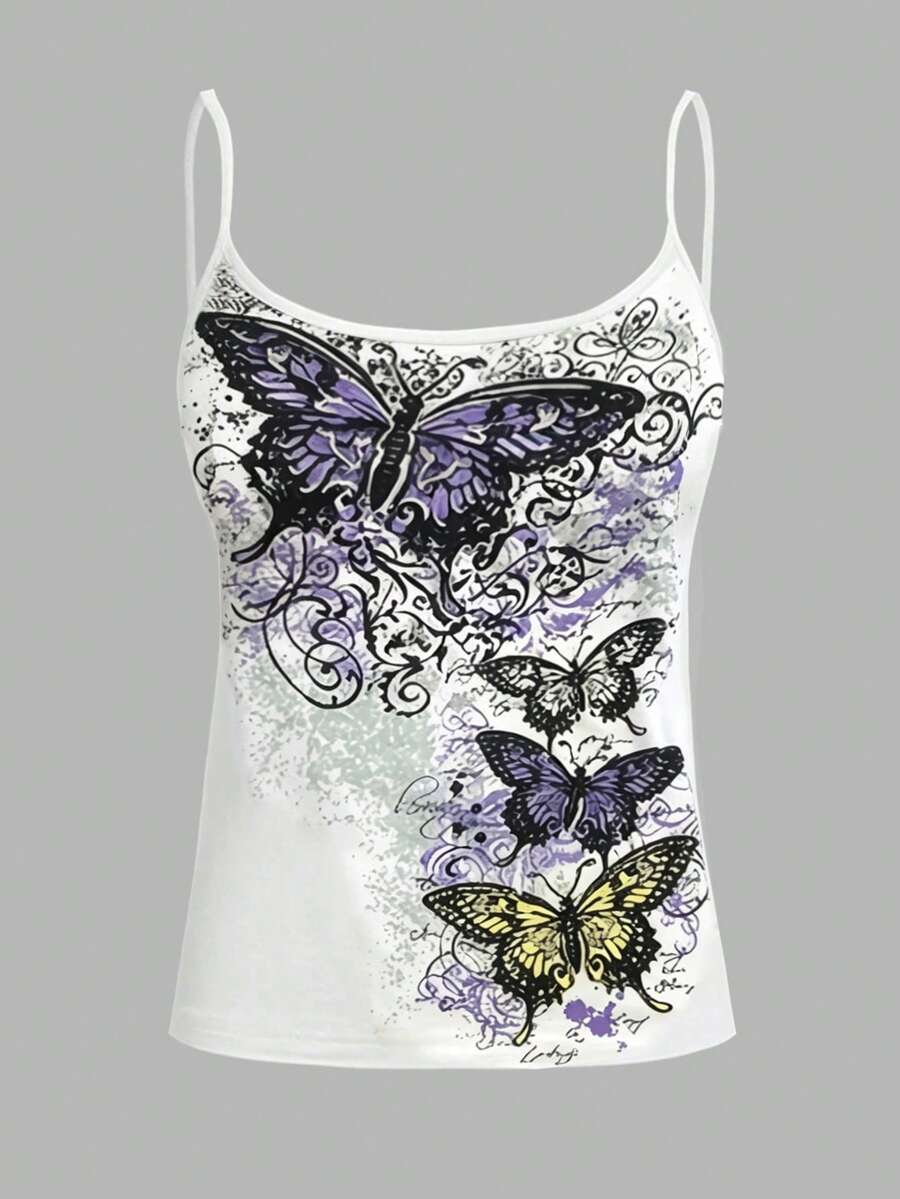 Burgundy cross pattern camisole top featuring spaghetti straps, ring accent, and a backless slim fit design.