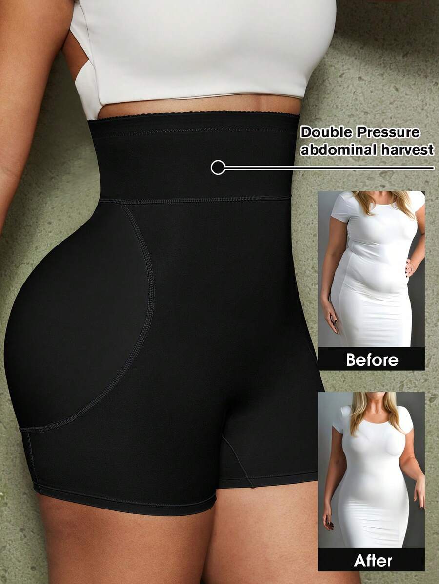 Women's high waist butt lifter shapewear shorts with foam hip pads for tummy and waist shaping.
