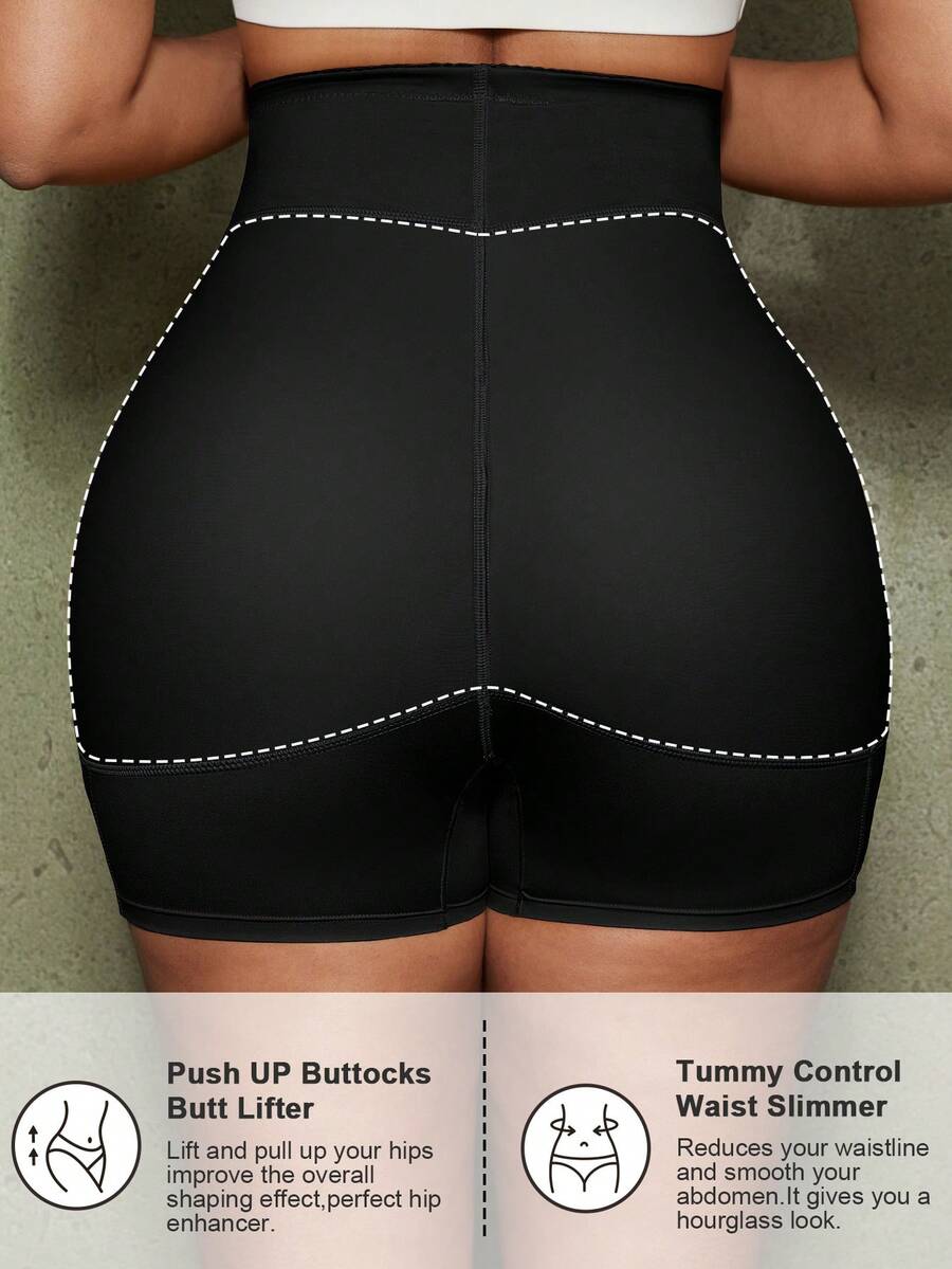 Women's high waist butt lifter shapewear shorts with foam hip pads for tummy and waist shaping.