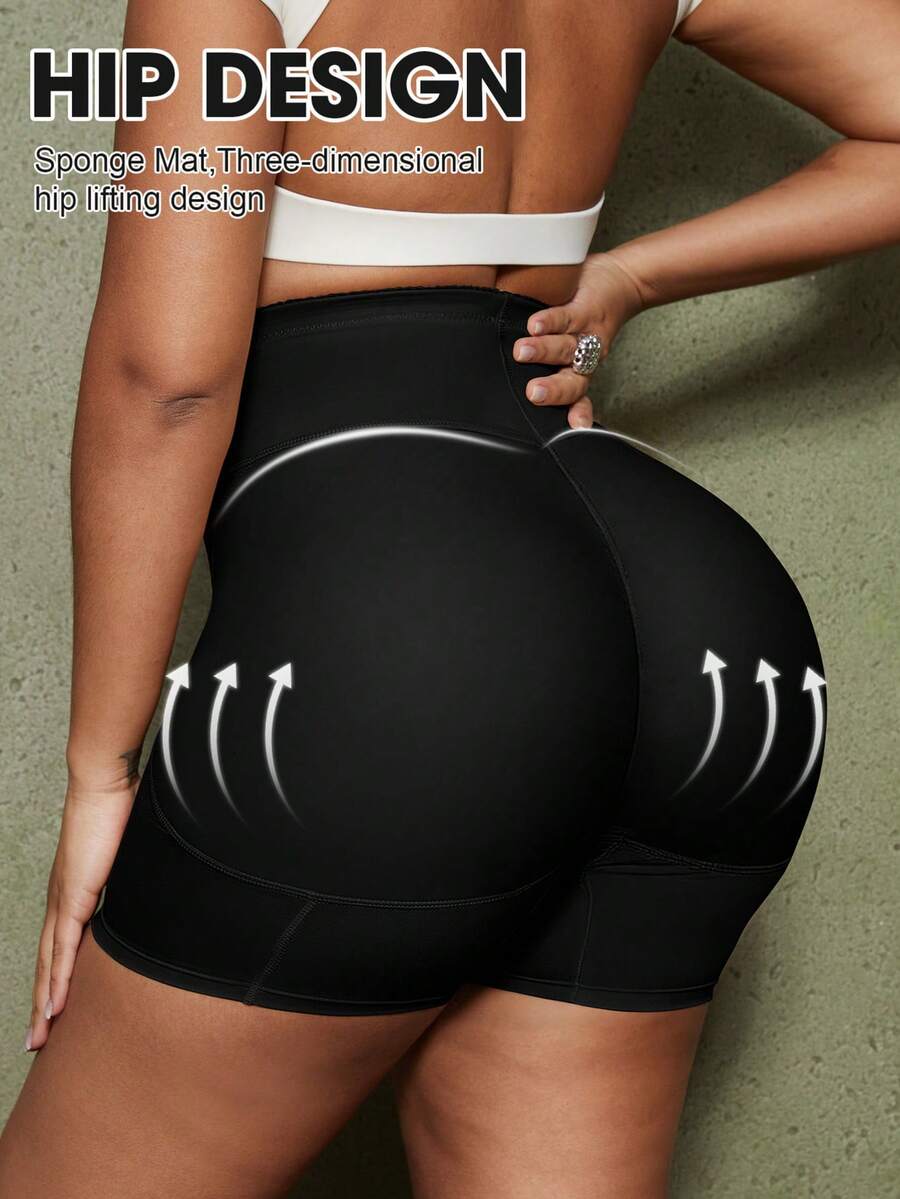 Women's high waist butt lifter shapewear shorts with foam hip pads for tummy and waist shaping.