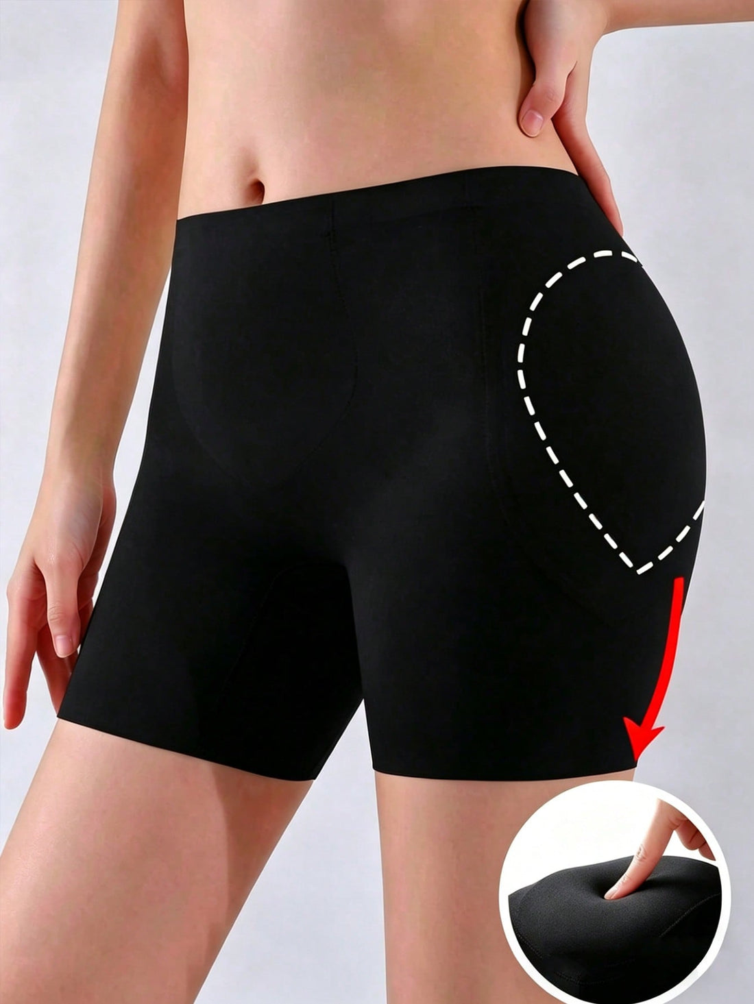 Women's seamless hip and butt lifting shapewear shorts with detachable sponge padding