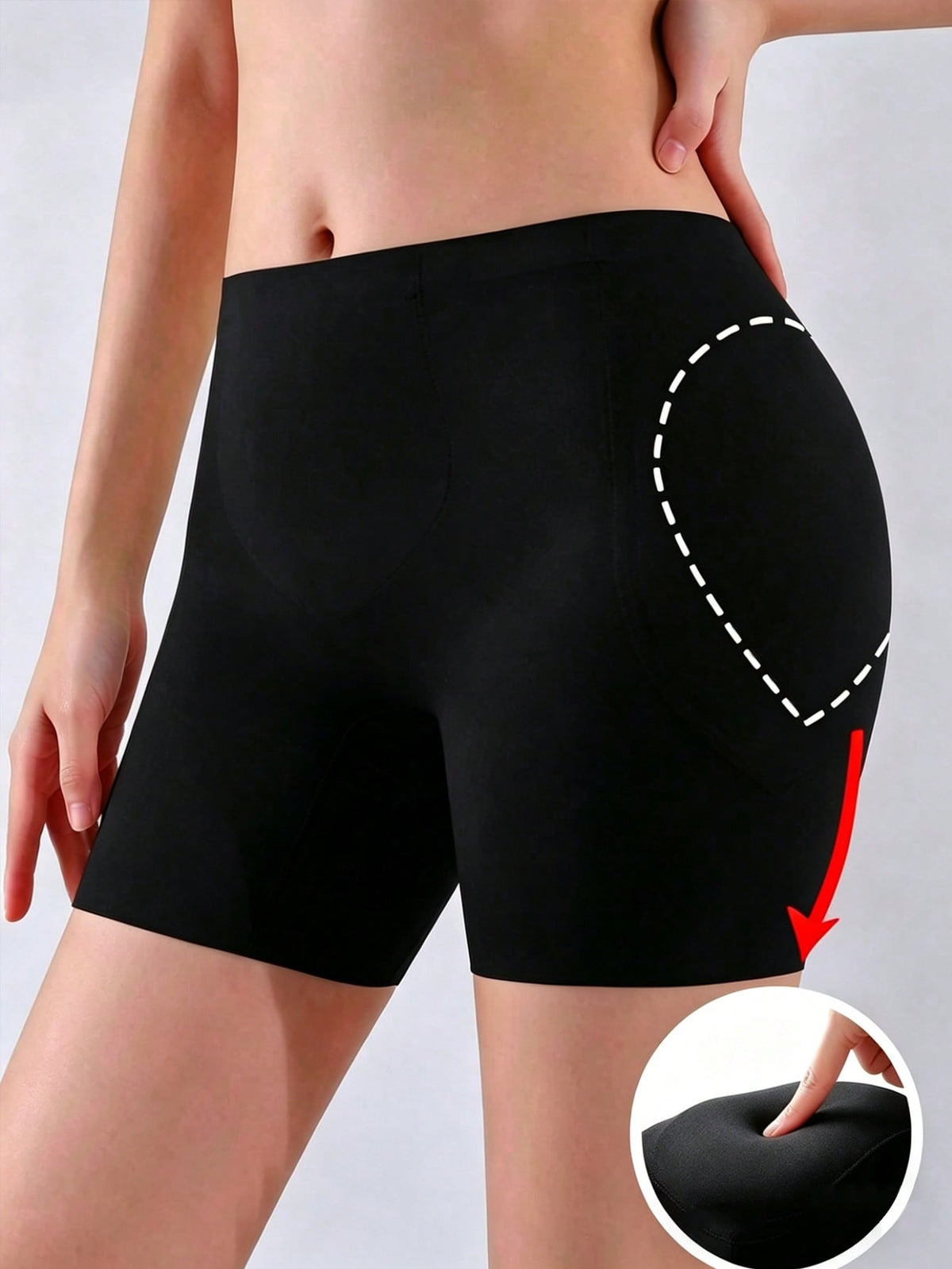 Women's seamless hip and butt lifting shapewear shorts with detachable sponge padding
