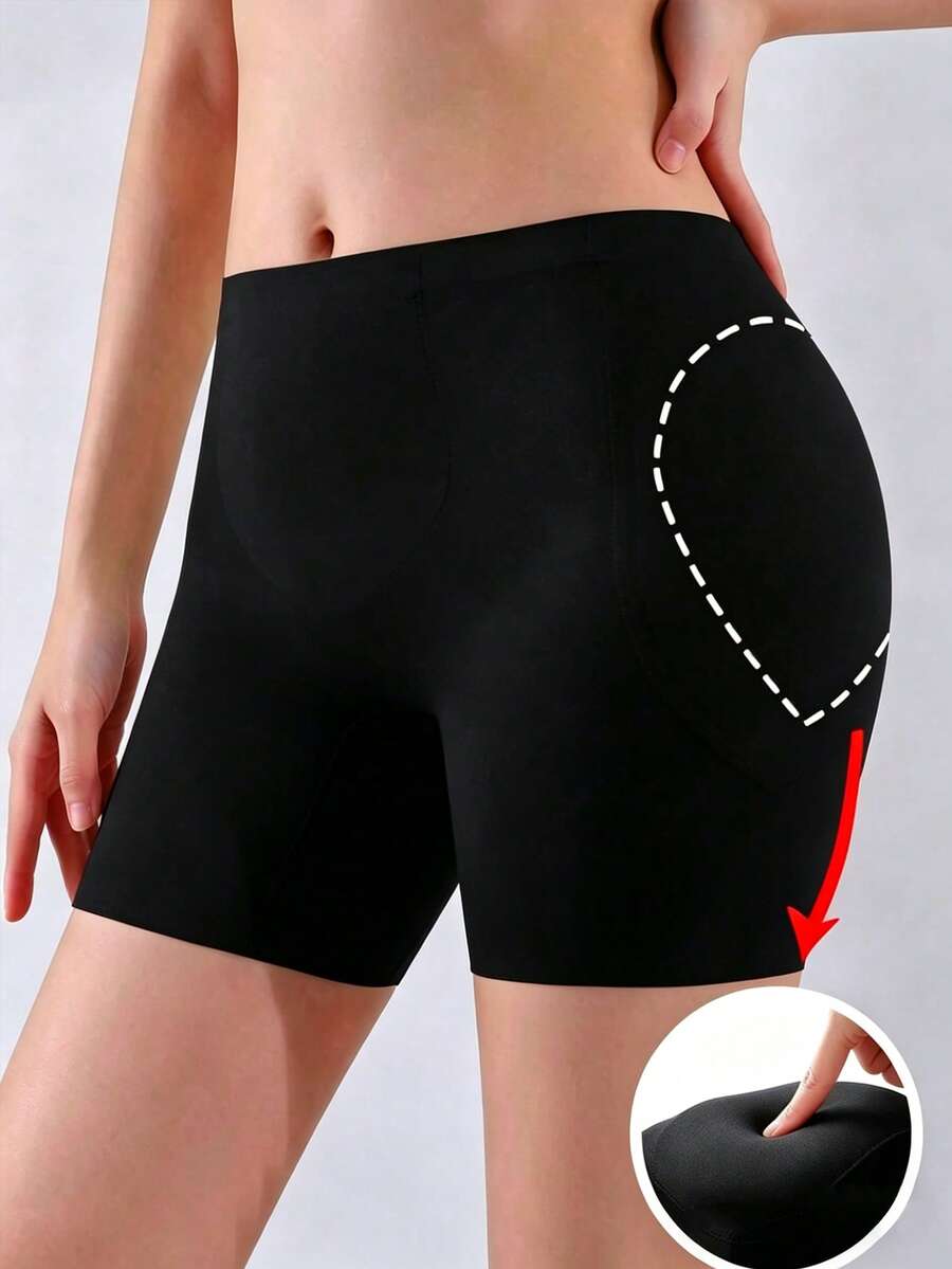 Women's seamless hip and butt lifting shapewear shorts with detachable sponge padding
