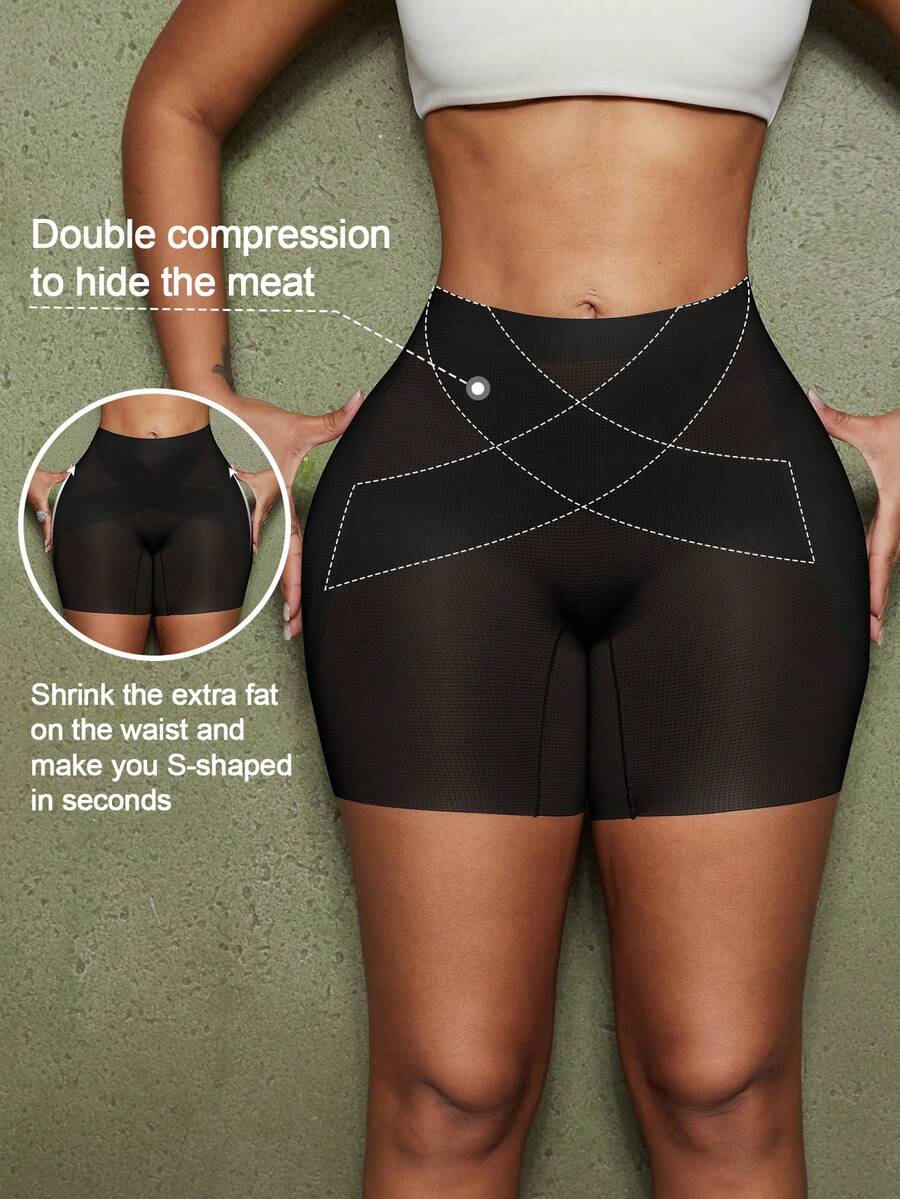 Apricot high-stretch women's butt lifting shapewear shorts with removable padded buttocks for tummy and waist control.
