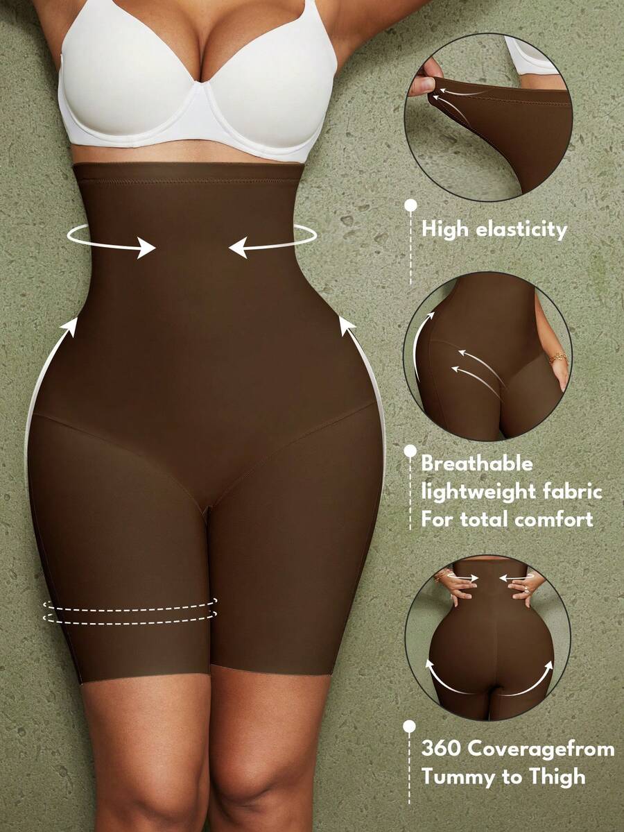 Women's high waist seamless shapewear shorts featuring strong tummy control and high stretch compression.