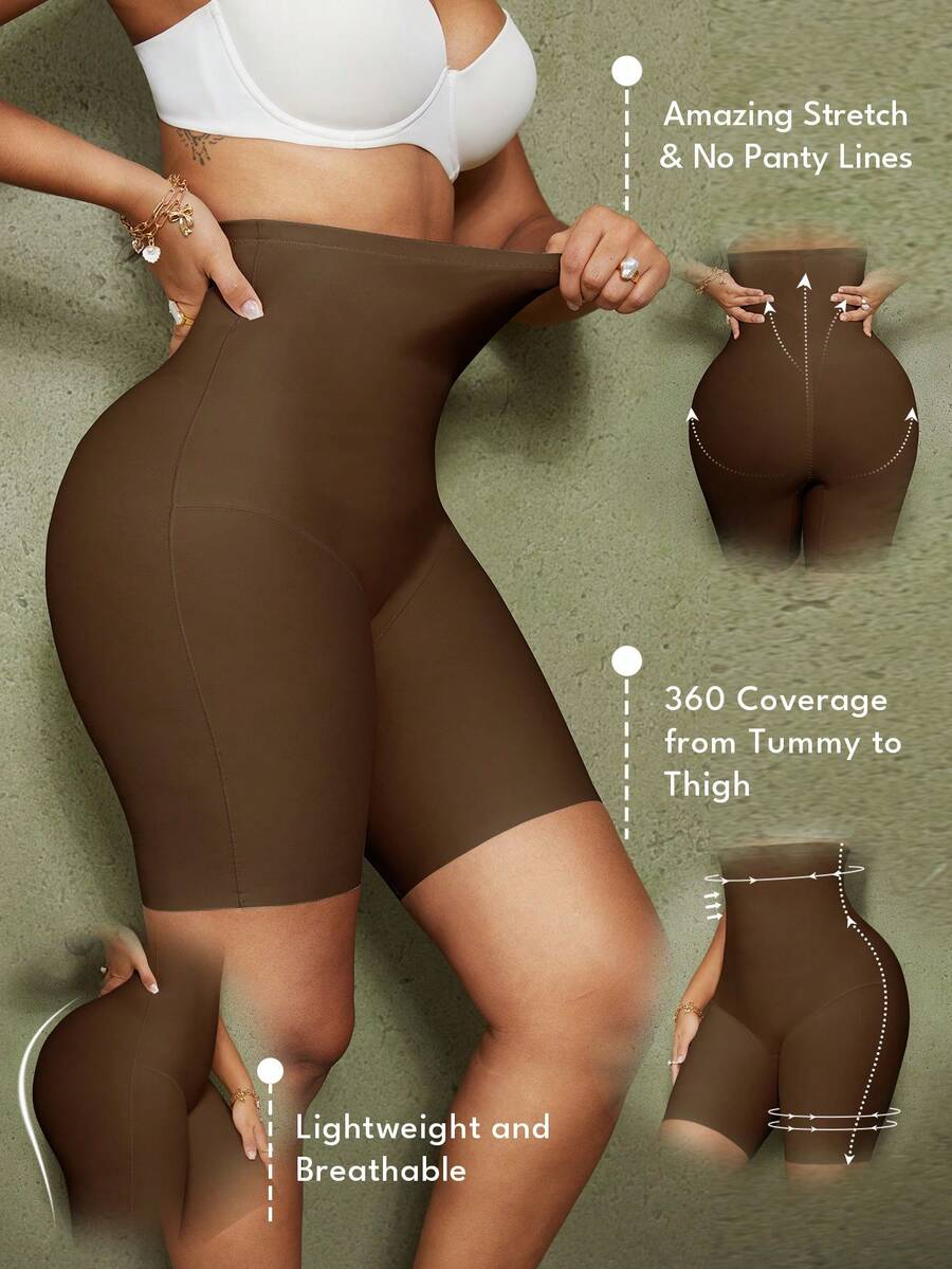 Women's high waist seamless shapewear shorts featuring strong tummy control and high stretch compression.