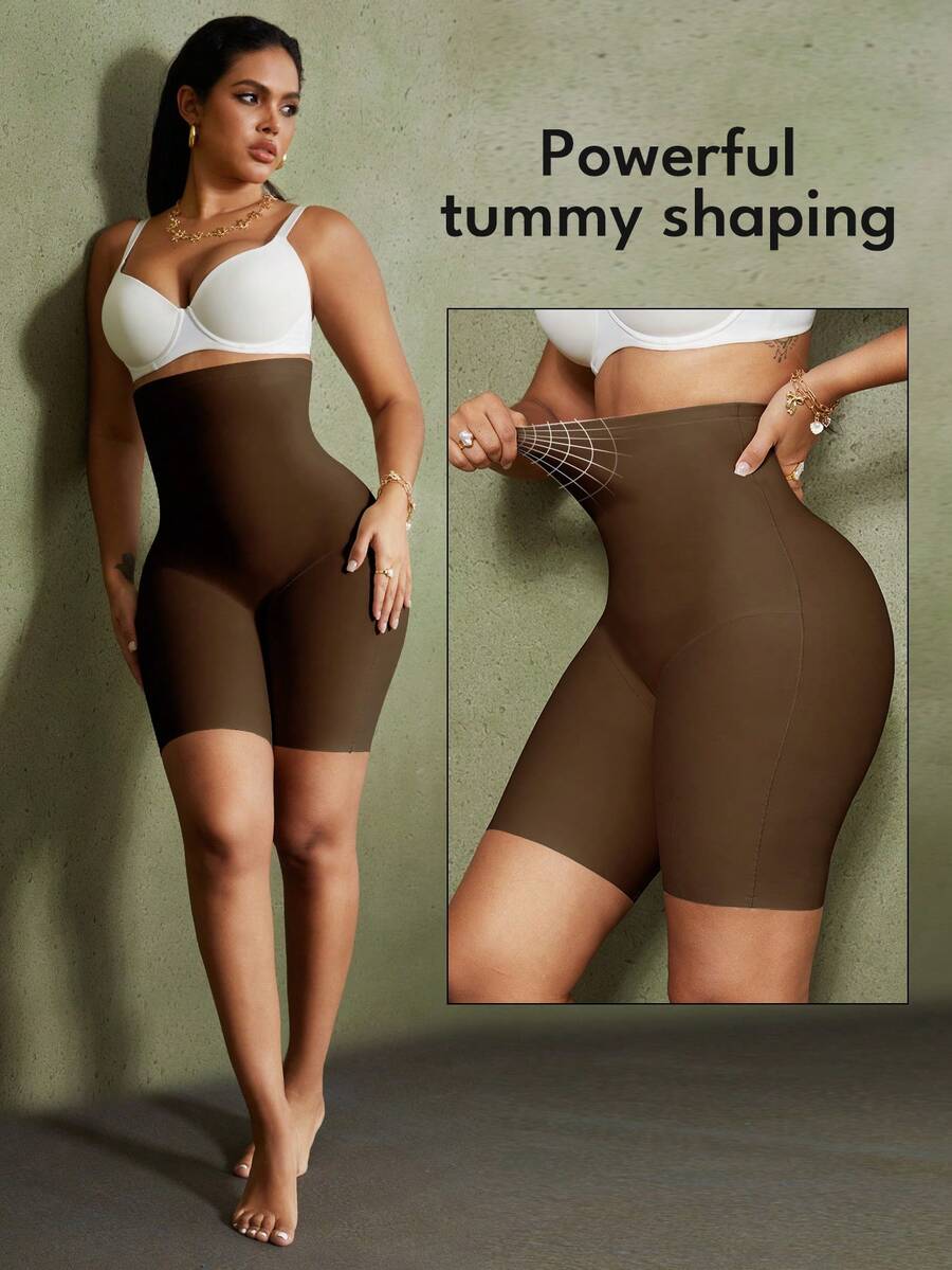 Women's high waist seamless shapewear shorts featuring strong tummy control and high stretch compression.