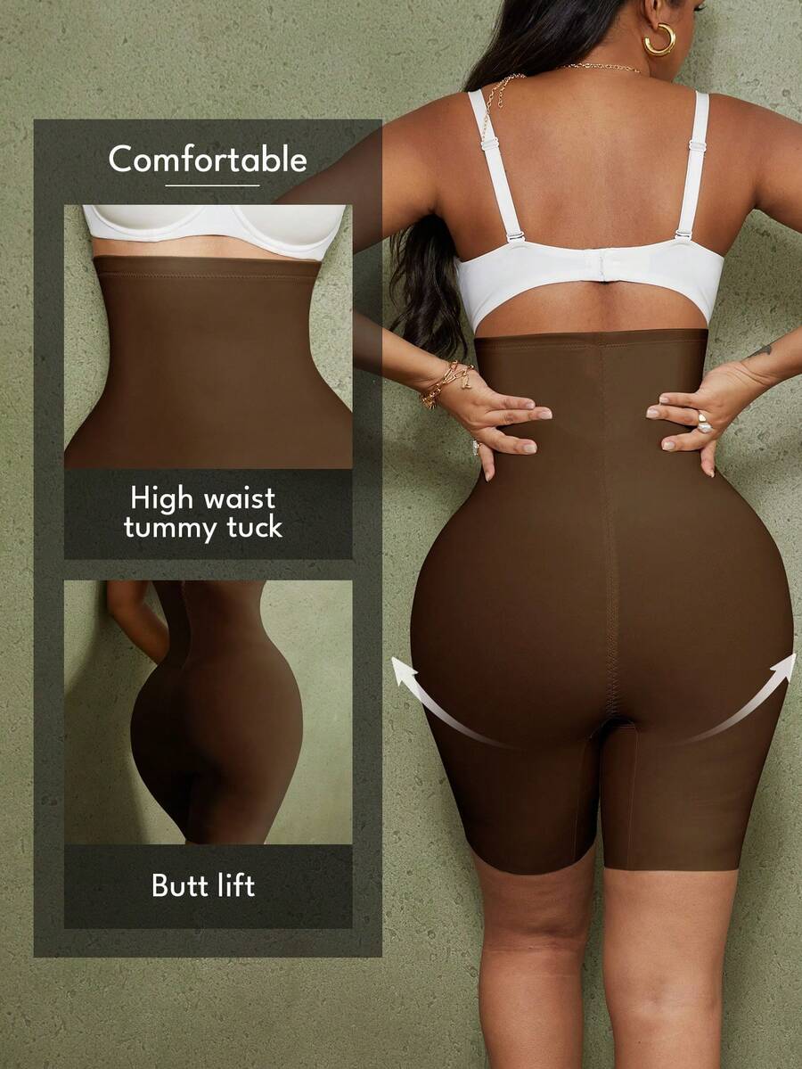 Women's high waist seamless shapewear shorts featuring strong tummy control and high stretch compression.
