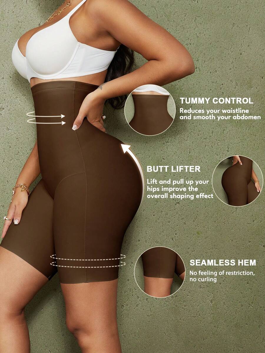 Women's high waist seamless shapewear shorts featuring strong tummy control and high stretch compression.