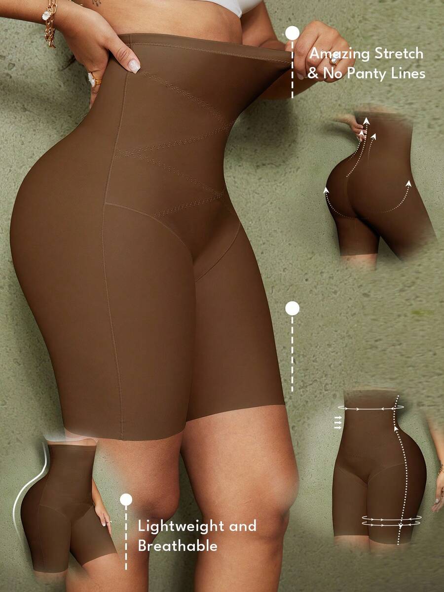 Women's high waist seamless shapewear shorts featuring strong tummy control and high stretch compression.
