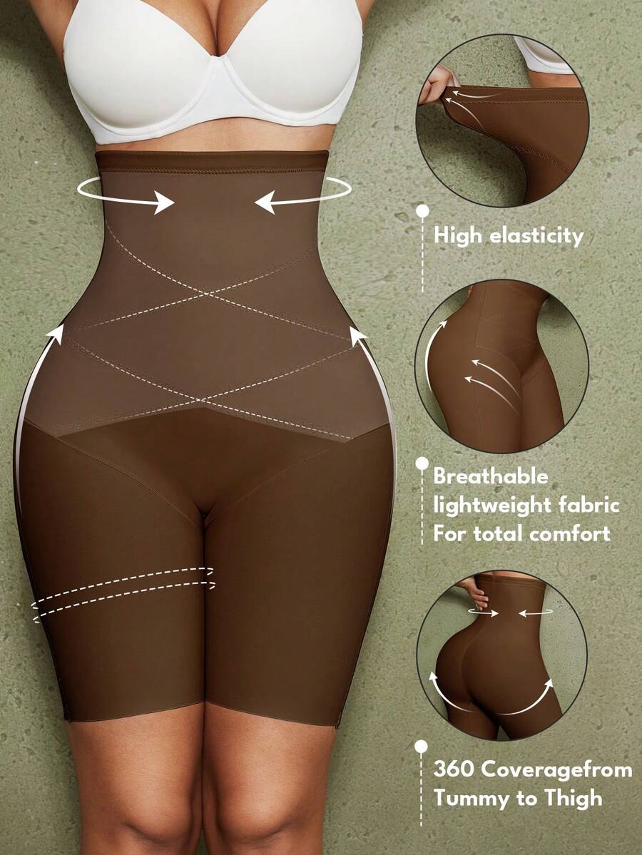 Women's high waist seamless shapewear shorts featuring strong tummy control and high stretch compression.