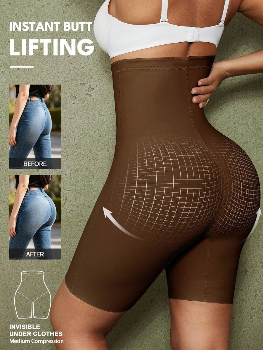Women's high waist seamless shapewear shorts featuring strong tummy control and high stretch compression.
