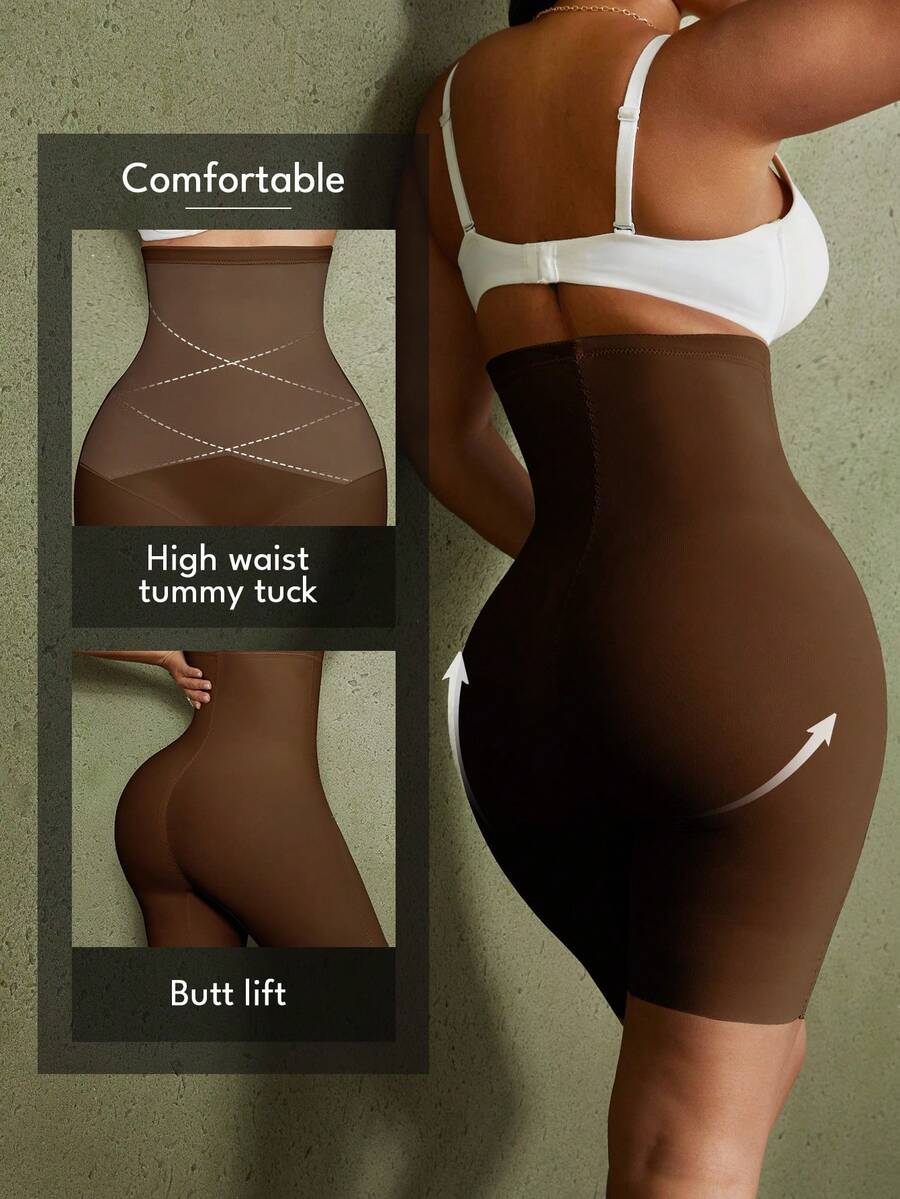 Women's high waist seamless shapewear shorts featuring strong tummy control and high stretch compression.