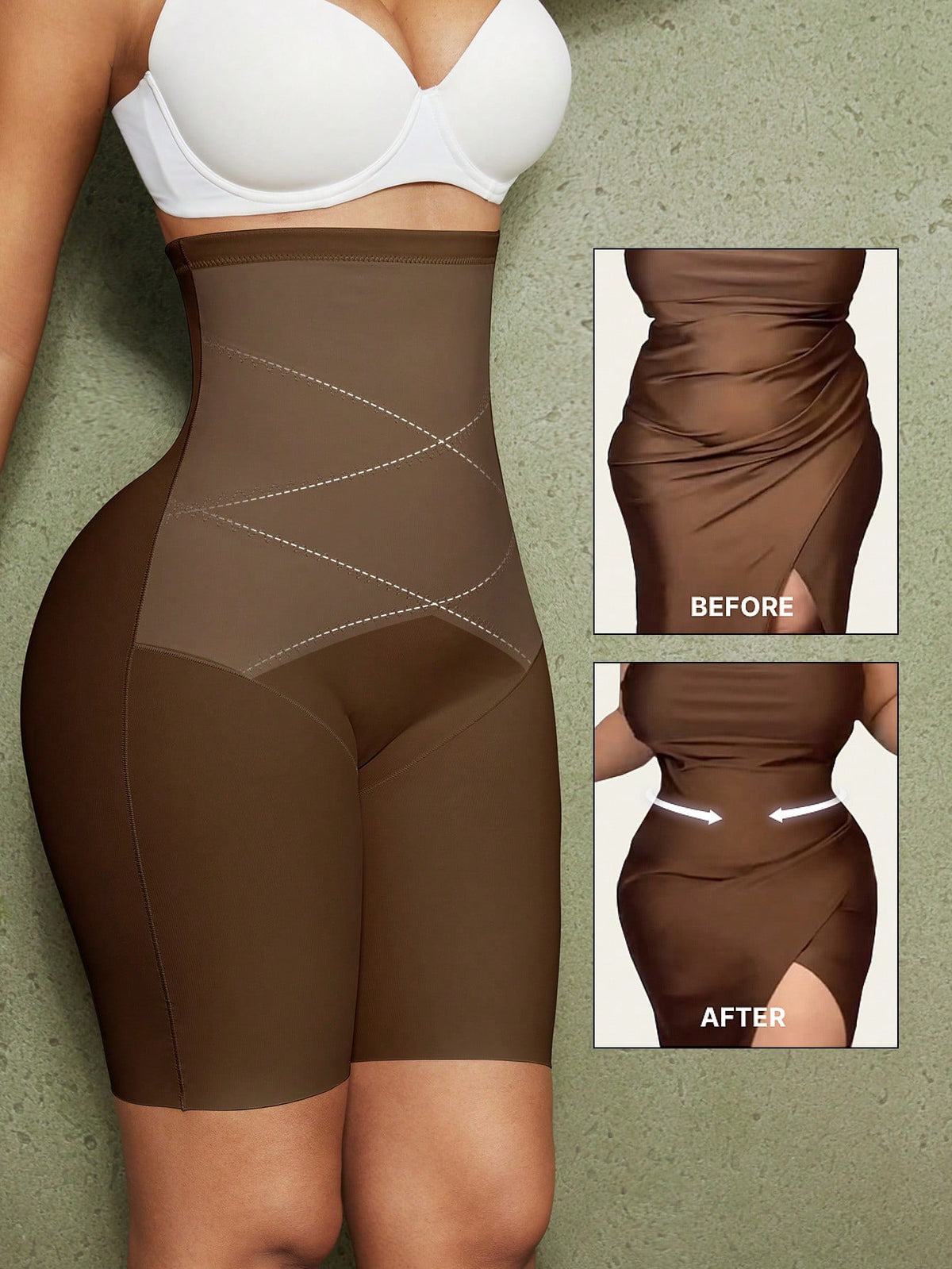 Women's high waist seamless shapewear shorts featuring strong tummy control and high stretch compression.
