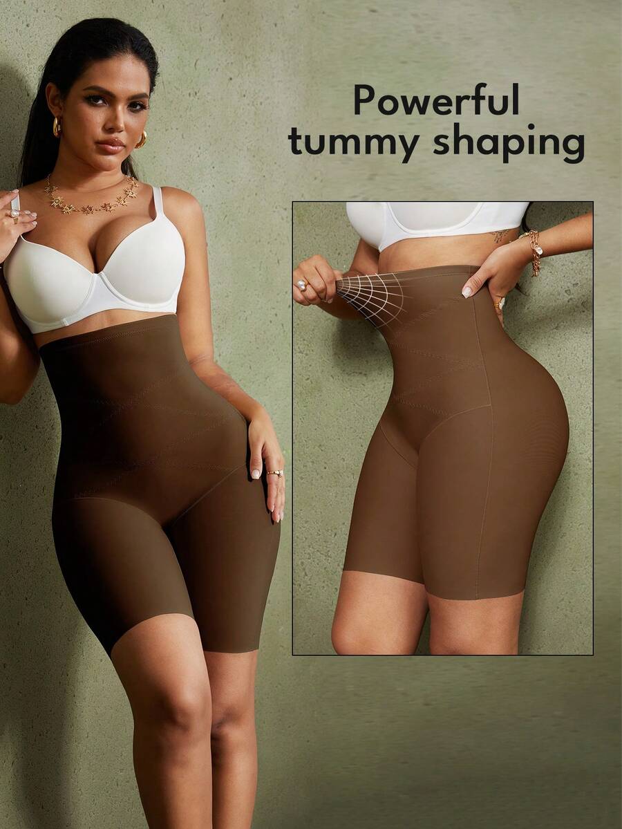 Women's high waist seamless shapewear shorts featuring strong tummy control and high stretch compression.
